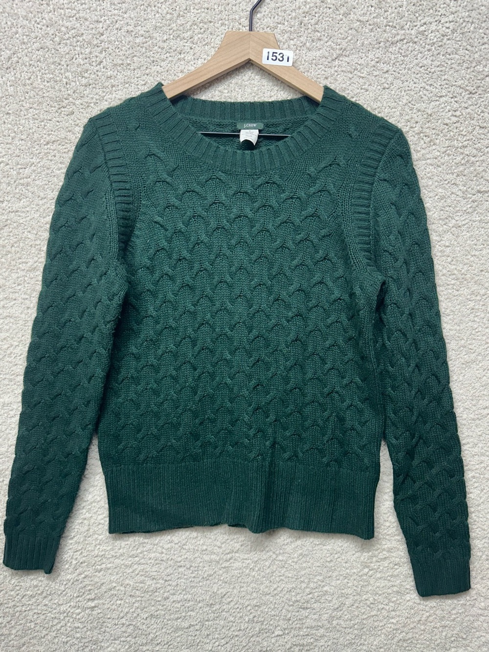 J.Crew Angora Wool Blend Textured Knit Sweater Green Medium Crewneck Cozy